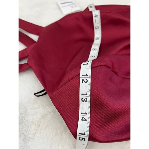 NWT Alfred Sung Size 2 Lace-Up Back Satin Twill A-Line Gown - Burgundy MSRP $25 - Picture 5 of 12
